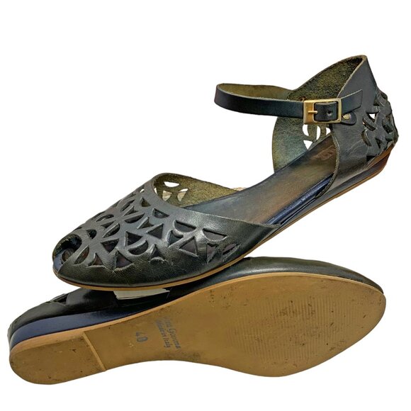 SUMMIT Italian Cutout Leather Peep Toe Mary Janes - Picture 9 of 11